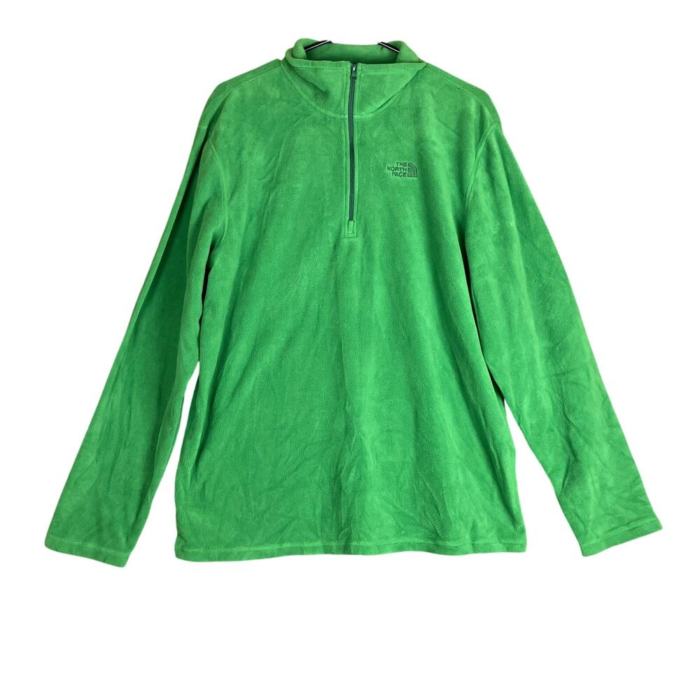 The North Face Mens Jacket Green Fleece Pullover 1/4 Zip Long Sleeve Large
